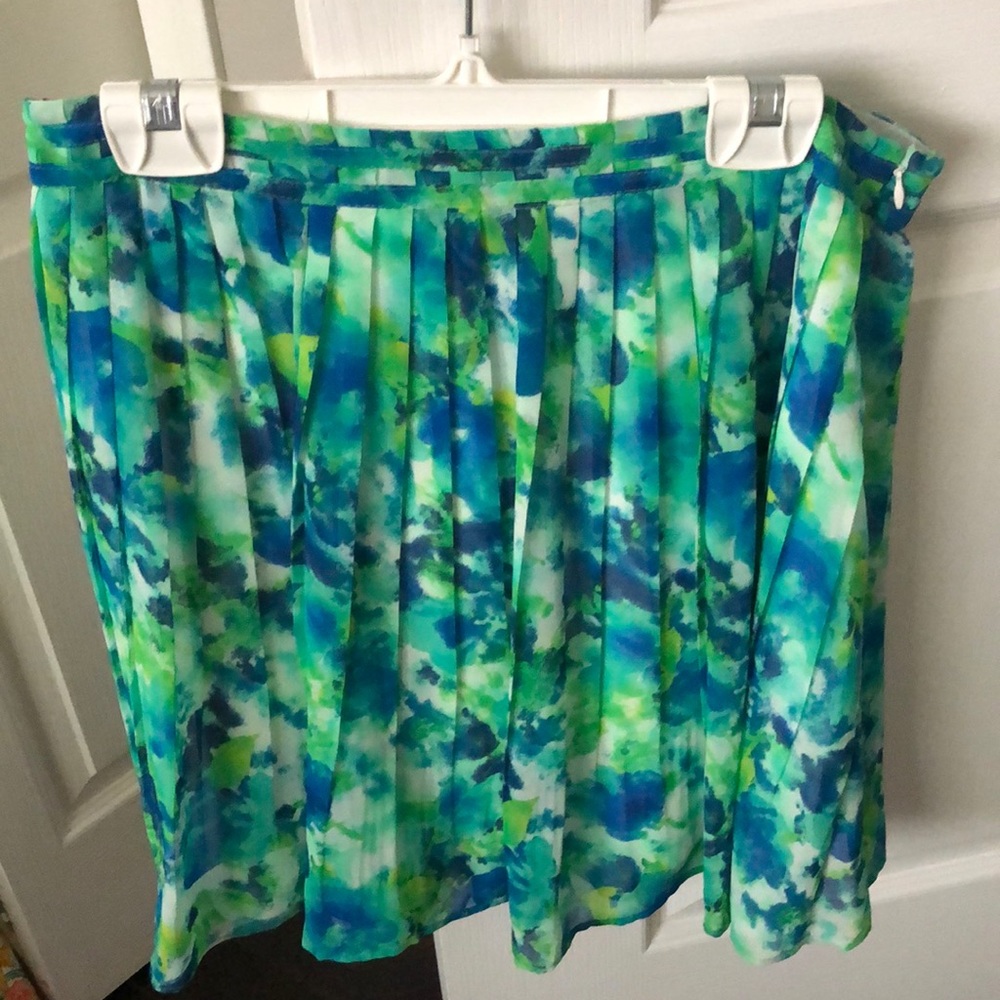Blue Pleated Watercolour Skirt